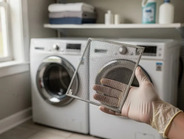 Winchester Dryer Vent Cleaning specialist performing detailed lint trap cleaning service in Winchester